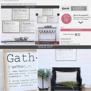 Decor Steals "Gather" Sign - Brand New/In Box - tags attached!